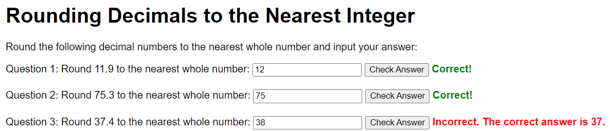 Rounding to the nearest integer screenshot