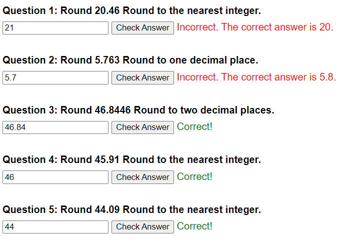 Rounding - mixed questions worksheet