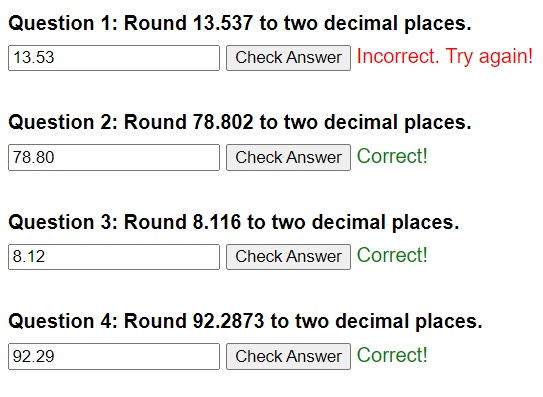 Rounding to two decimal places worksheet