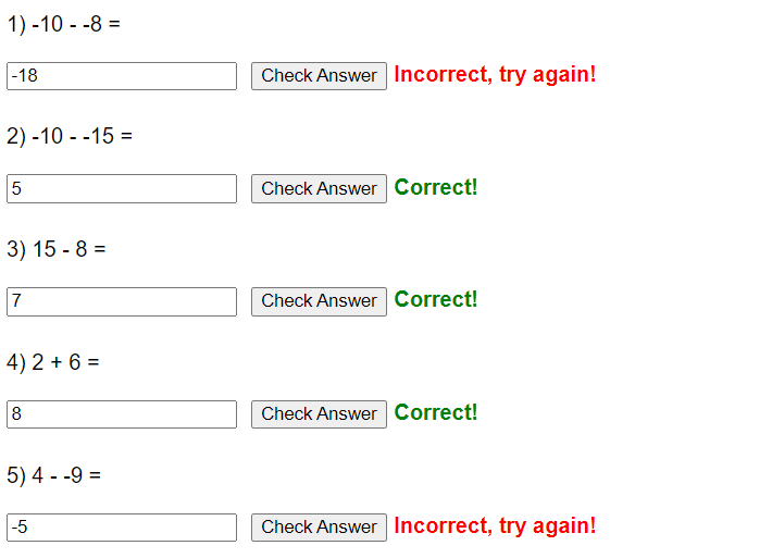 Adding and subtracting negative numbers worksheet