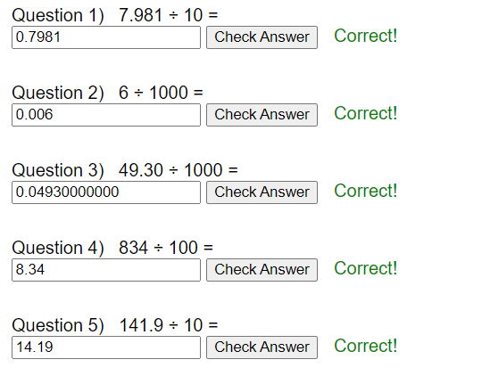 Dividing by powers of 10 interactive worksheet