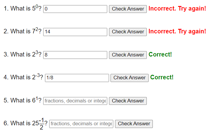 Evaluating fractional and negative powers worksheet