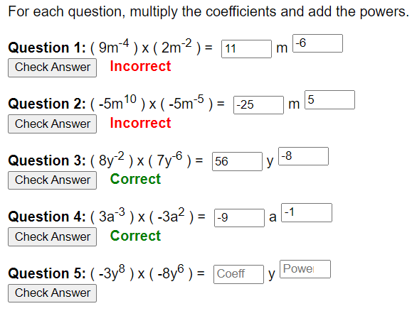 Index laws of multiplication worksheet