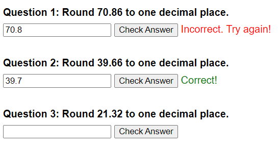 Rounding to one decimal place worksheet