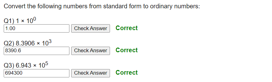 Converting larger numbers in standard form to ordinary - worksheet