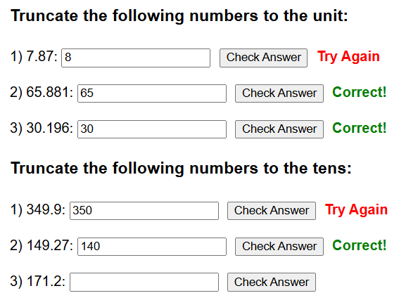 Interactive worksheet on truncation