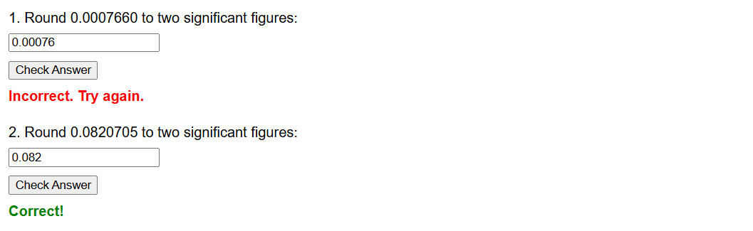 Rounding small numbers to two significant figures