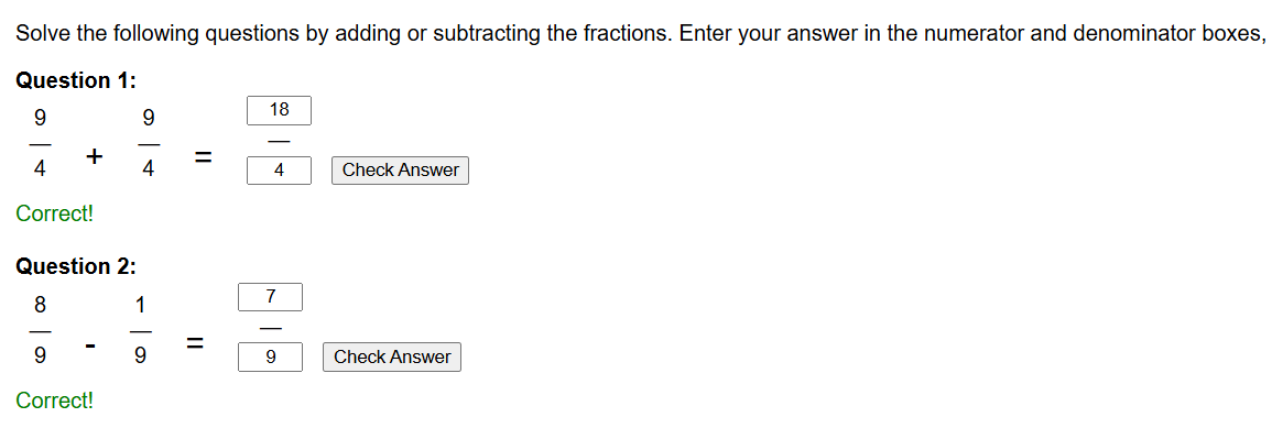 Adding and subtracting fractions worksheet