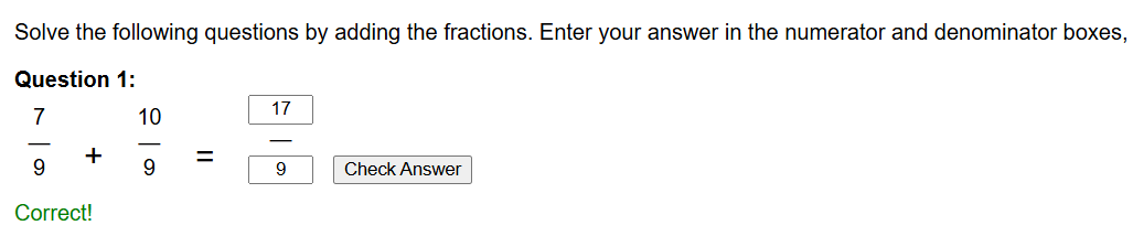 Adding fractions worksheet