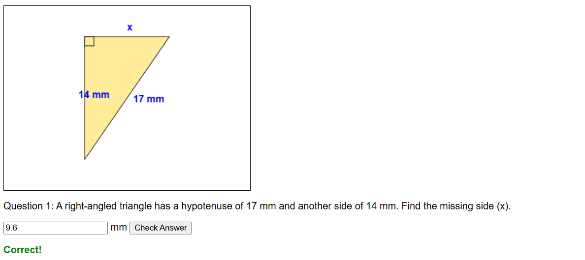 Find the shorter side with Pythagoras worksheet