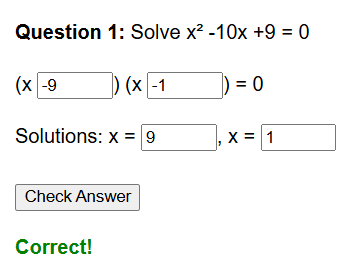 Solving quadratic equations worksheet