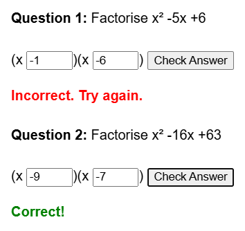 Factorising quadratic expressions worksheet