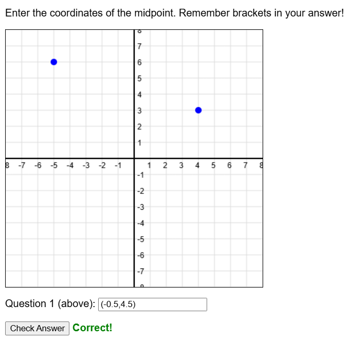 Midpoint between two coordinates on a grid