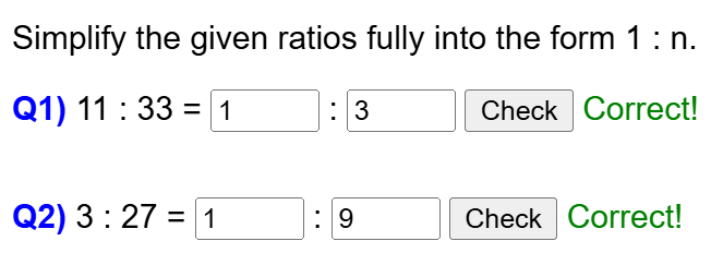 Simplifying ratios in the form "1 to n" worksheet