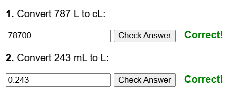 Worksheet on metric capacity conversions